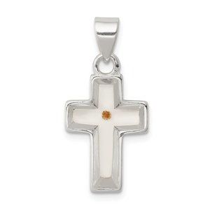 Sterling Silver Enameled with Mustard Seed Cross Pendant New Religious Charm 925